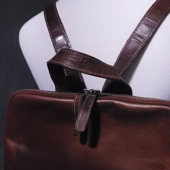 Wild West leather luxury domed backpack Cognac Brown - Picture 5 of 12